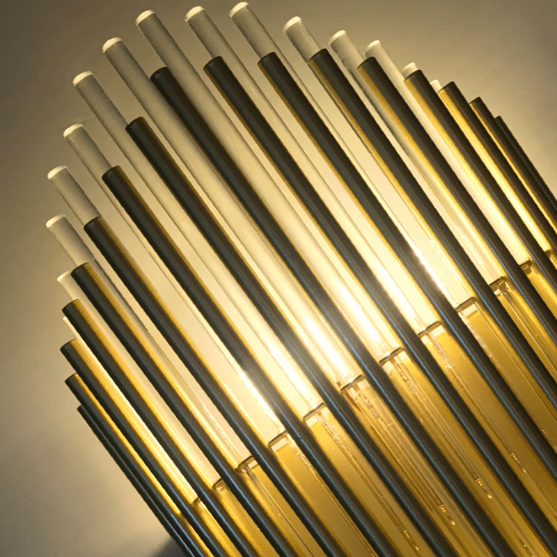 2 lumières Pipe mural lampe moderne de style moderne cristal et éclairage mural métallique en laiton pour chambre à coucher