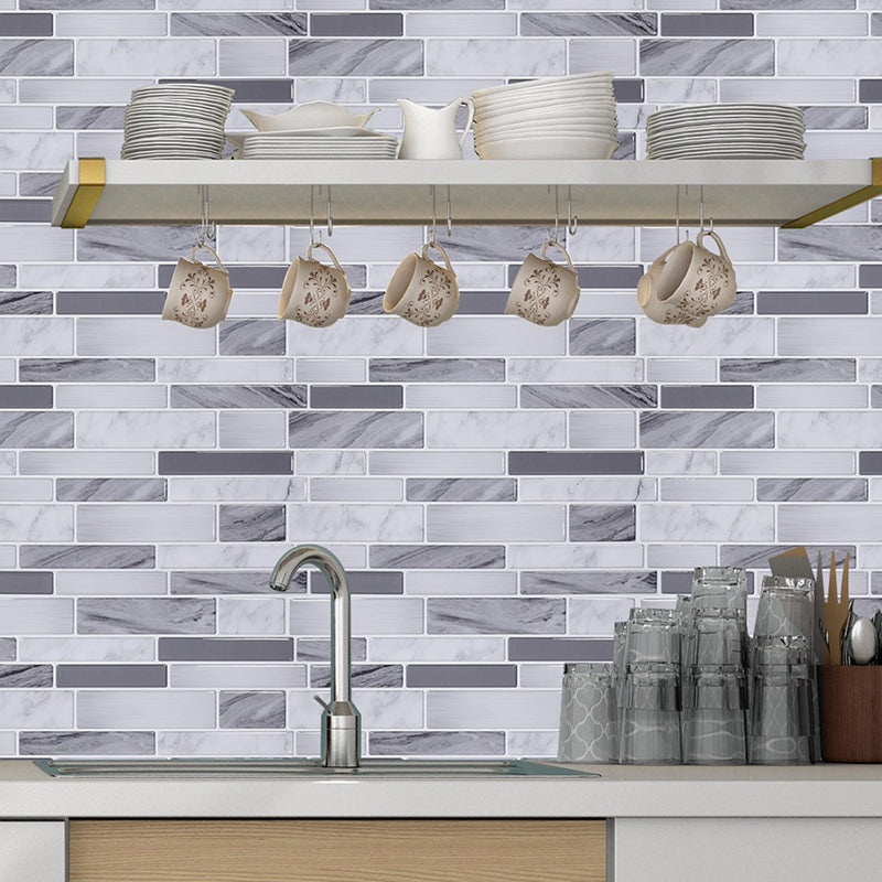 Country Mosaic Tile Stick Wallpapers Grey Brick Look Wall Art for Kitchen Backsplash