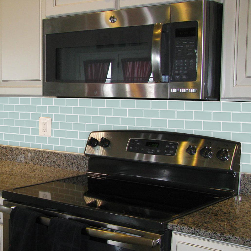 Green Brick Wallpaper Panels Pick Up Sticks Wall Covering for Kitchen Backsplash