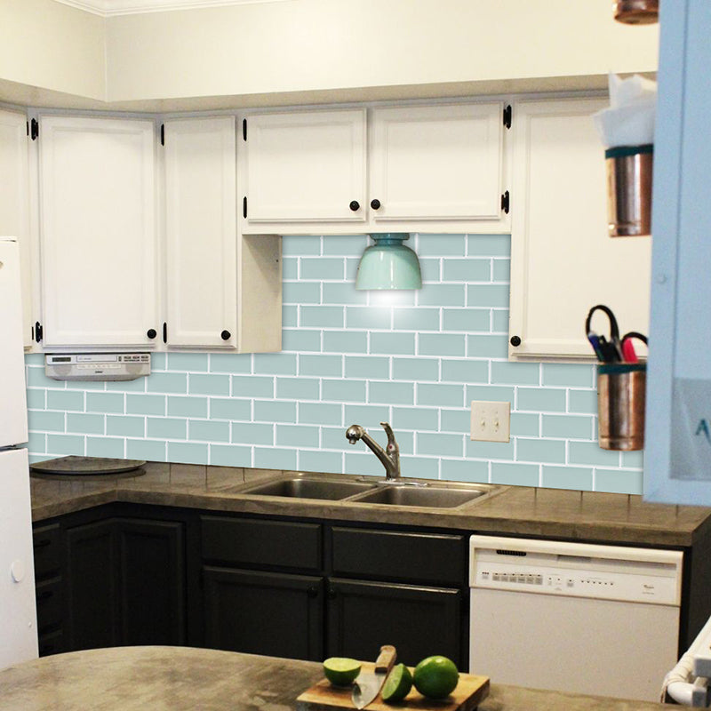 Green Brick Wallpaper Panels Pick Up Sticks Wall Covering for Kitchen Backsplash