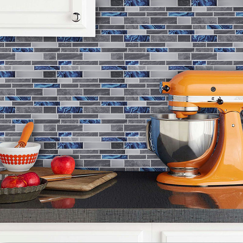 Mosaics Tile Peel Wallpaper Panels Rustic Beautiful Marble Brick Wall Decor in Grey, 12' x 12"