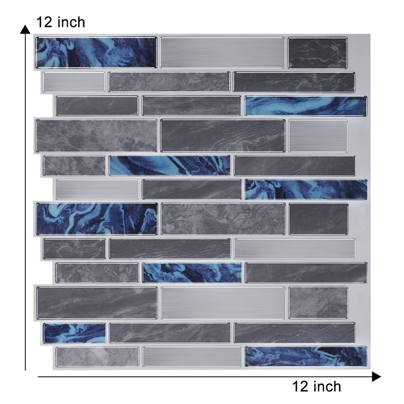 Mosaics Tile Peel Wallpaper Panels Rustic Beautiful Marble Brick Wall Decor in Grey, 12' x 12"
