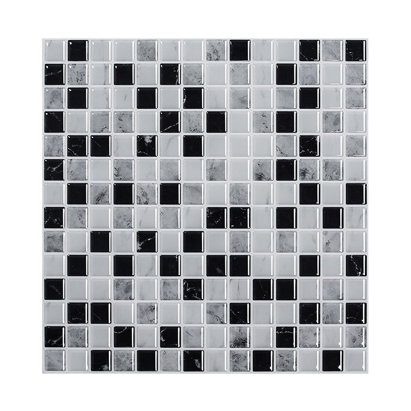 PVC Black Wallpaper Panels Bohemian Mosaic Tiles Adhesive Wall Covering, 9.8' x 9.8"