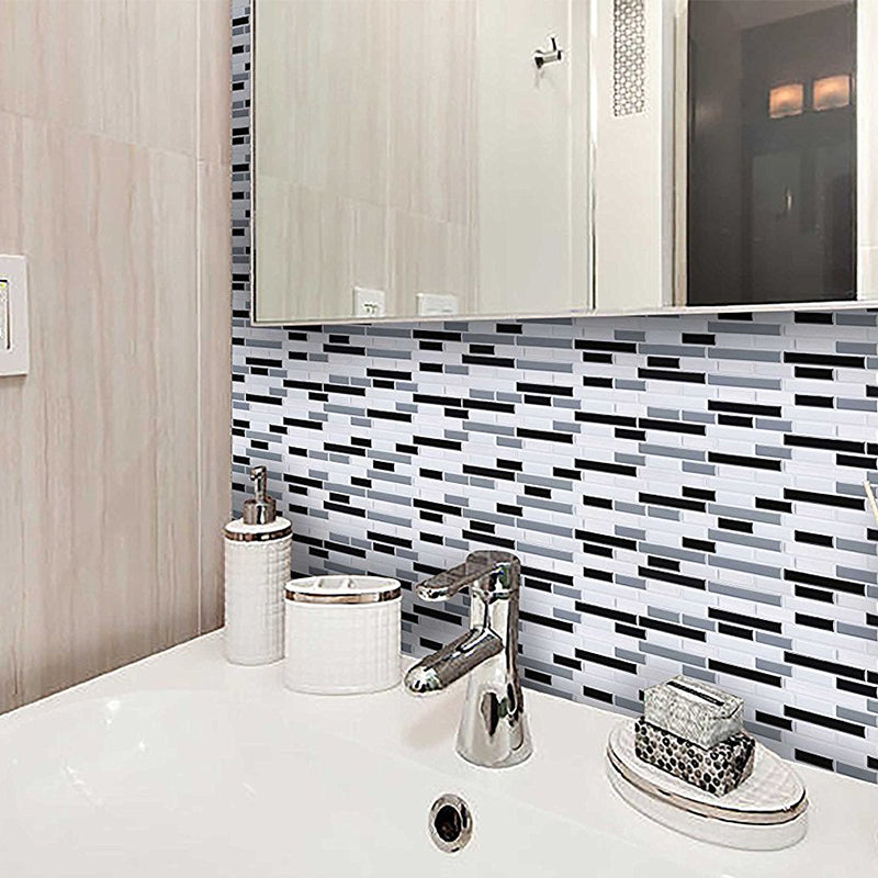 Country Brick Mosaic Tile Wallpapers for Kitchen Backsplash 11' x 9.4" Adhesive Wall Decor in Grey