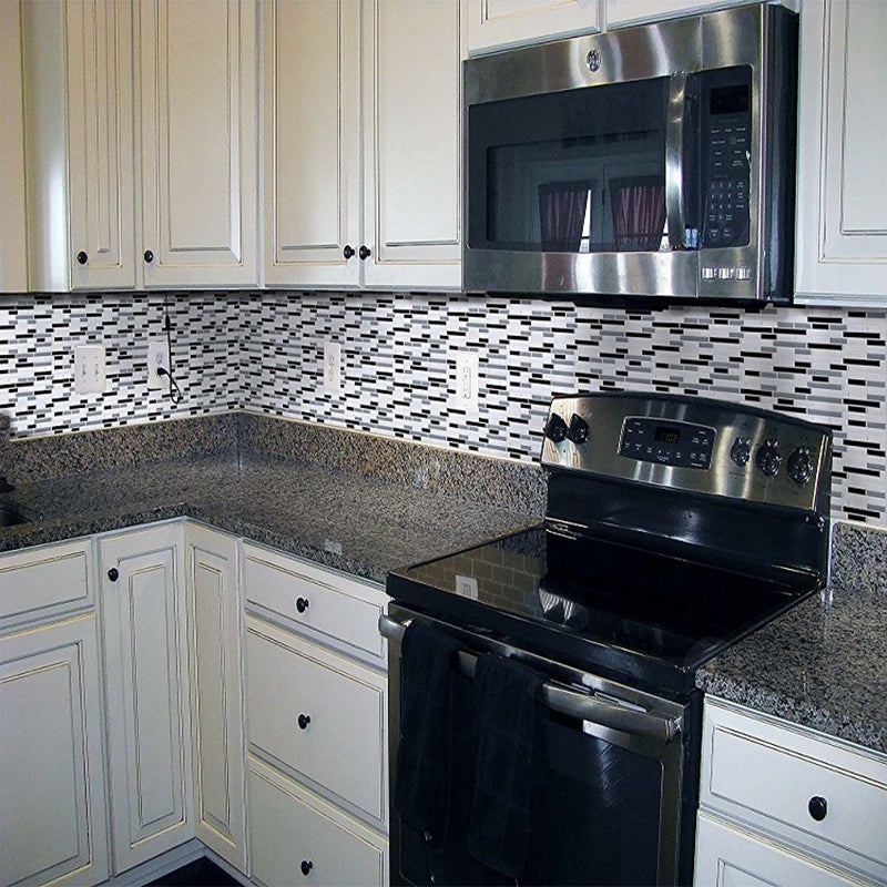 Country Brick Mosaic Tile Wallpapers for Kitchen Backsplash 11' x 9.4" Adhesive Wall Decor in Grey