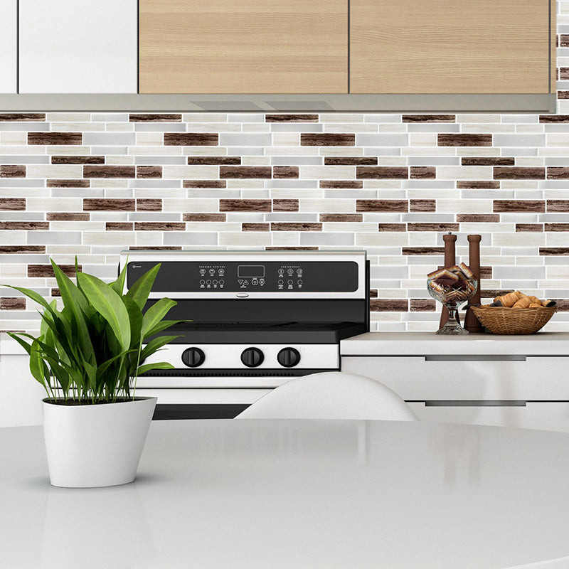 Brown Mosaic Tile Wallpapers Brick Look Farmhouse Easy Peel off Wall Covering for Home