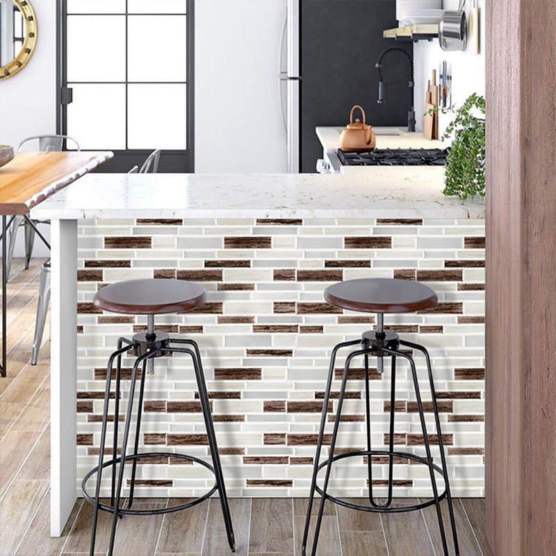 Brown Mosaic Tile Wallpapers Brick Look Farmhouse Easy Peel off Wall Covering for Home