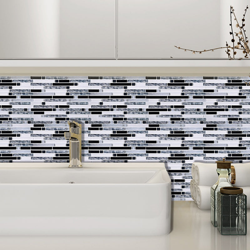 Rural Mosaic Marble Brick Wallpaper Panel for Kitchen 11' L x 9.4" W Adhesive Wall Art in Grey