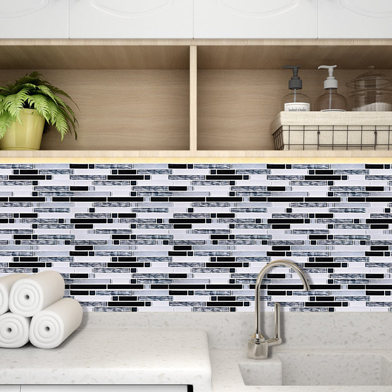 Rural Mosaic Marble Brick Wallpaper Panel for Kitchen 11' L x 9.4" W Adhesive Wall Art in Grey