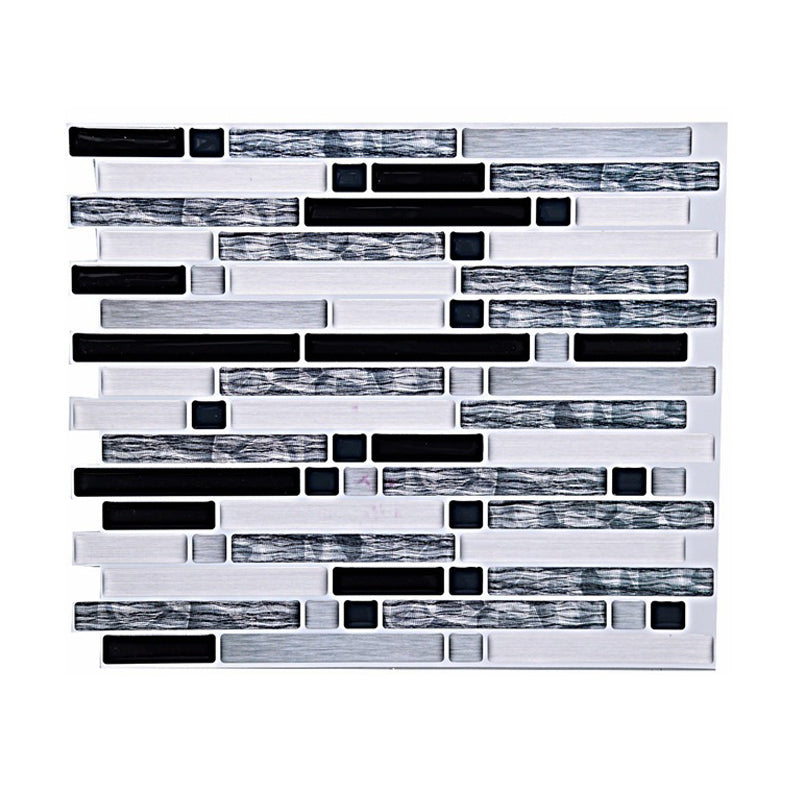 Rural Mosaic Marble Brick Wallpaper Panel for Kitchen 11' L x 9.4" W Adhesive Wall Art in Grey