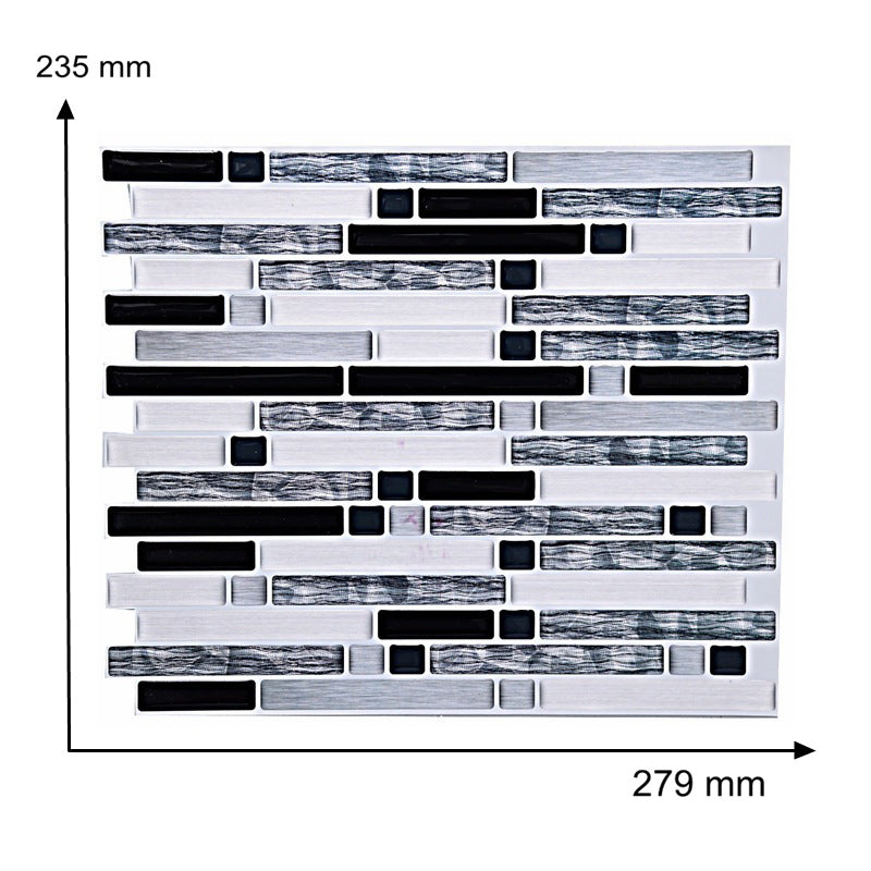 Rural Mosaic Marble Brick Wallpaper Panel for Kitchen 11' L x 9.4" W Adhesive Wall Art in Grey