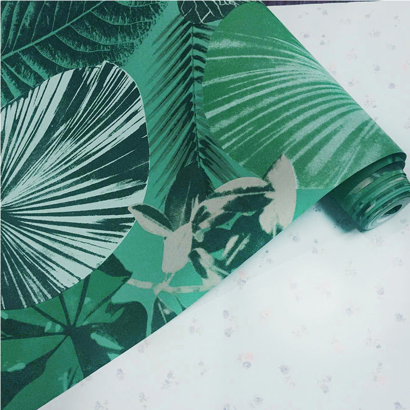 Tropix Botanical Wallpaper Non-Woven Waterproof Green Wall Covering for Living Room