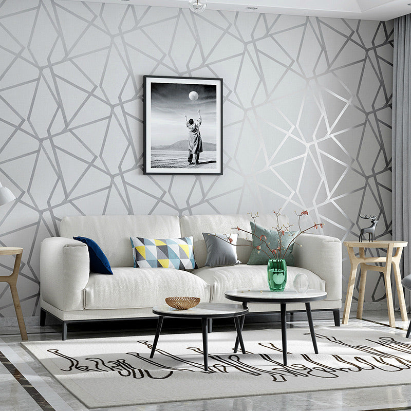 3D Geometric Net Wallpaper Moisture Resistant Modern Bedroom Wall Art, 33' L x 20.5" W