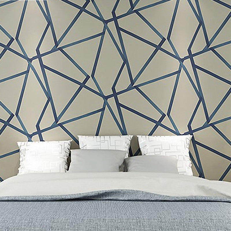 3D Geometric Net Wallpaper Moisture Resistant Modern Bedroom Wall Art, 33' L x 20.5" W