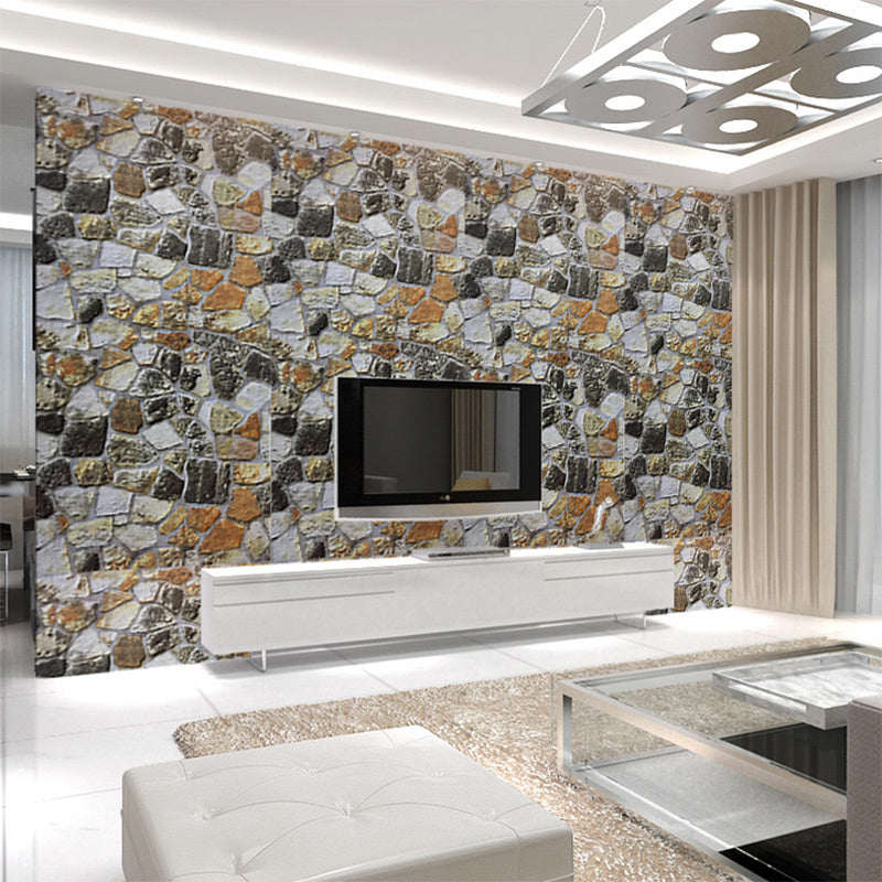 Self-Sticking Stone Look Wallpaper Industrial Style PVC Wall Decor, 33' L x 17.5" W