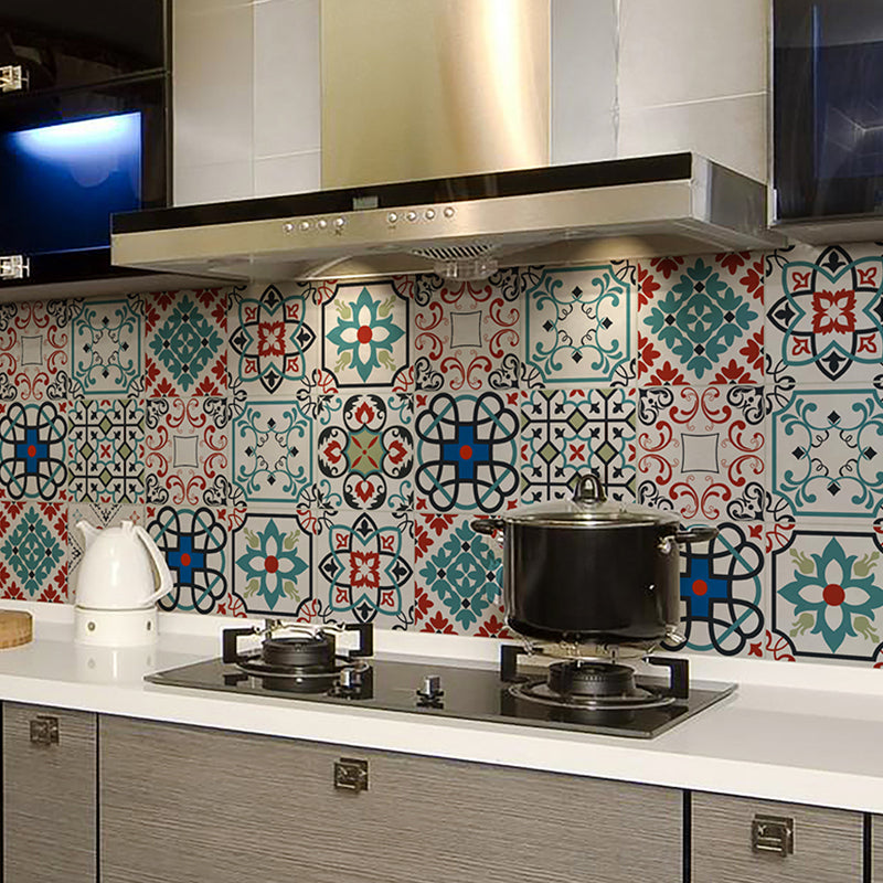 Mosaic Tiles Wallpaper Panel Set Peel and Paste Bohemian Bathroom Wall Decor, 3.5' L x 23.5" W