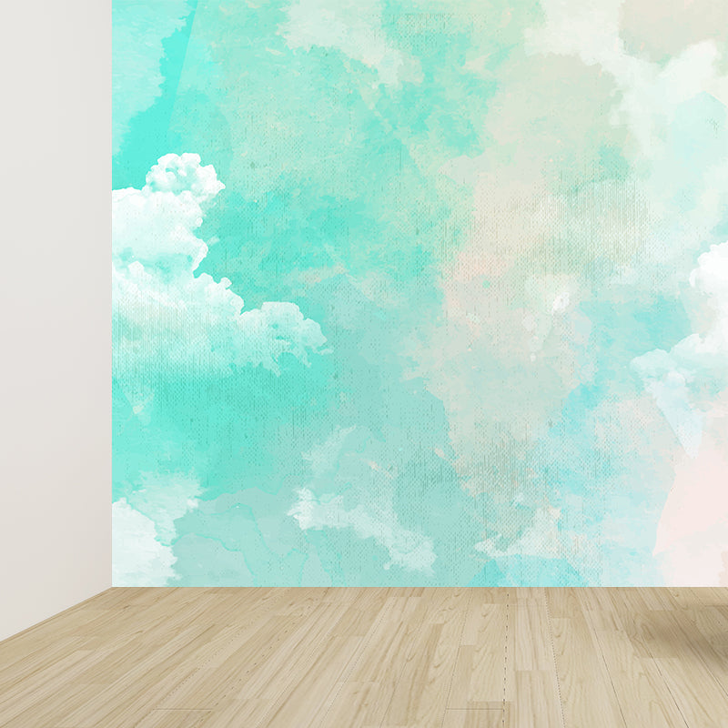 Modern Watercolor Pattern Wall Mural Soft Color Dining Room Wall Covering, Personalized