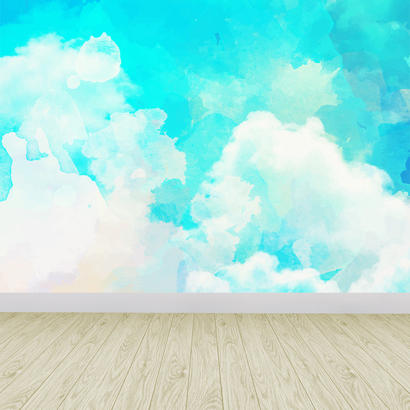 Modern Watercolor Pattern Wall Mural Soft Color Dining Room Wall Covering, Personalized