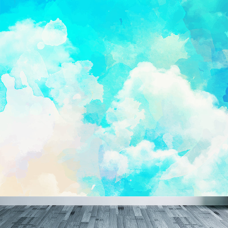 Modern Watercolor Pattern Wall Mural Soft Color Dining Room Wall Covering, Personalized