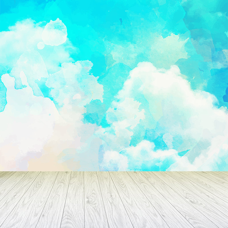 Modern Watercolor Pattern Wall Mural Soft Color Dining Room Wall Covering, Personalized