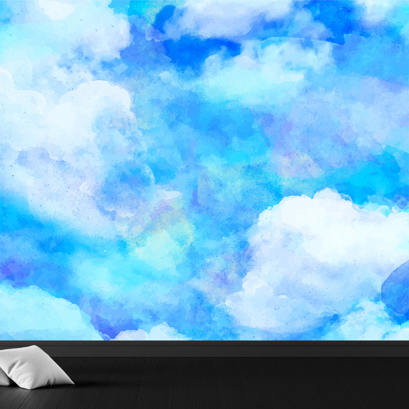 Modern Watercolor Pattern Wall Mural Soft Color Dining Room Wall Covering, Personalized