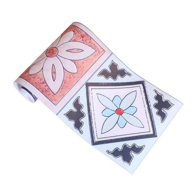 Blue Boho-Chic Peel Wallpaper Panels 12.9-sq ft Fleur De Lys Wall Art for Kitchen