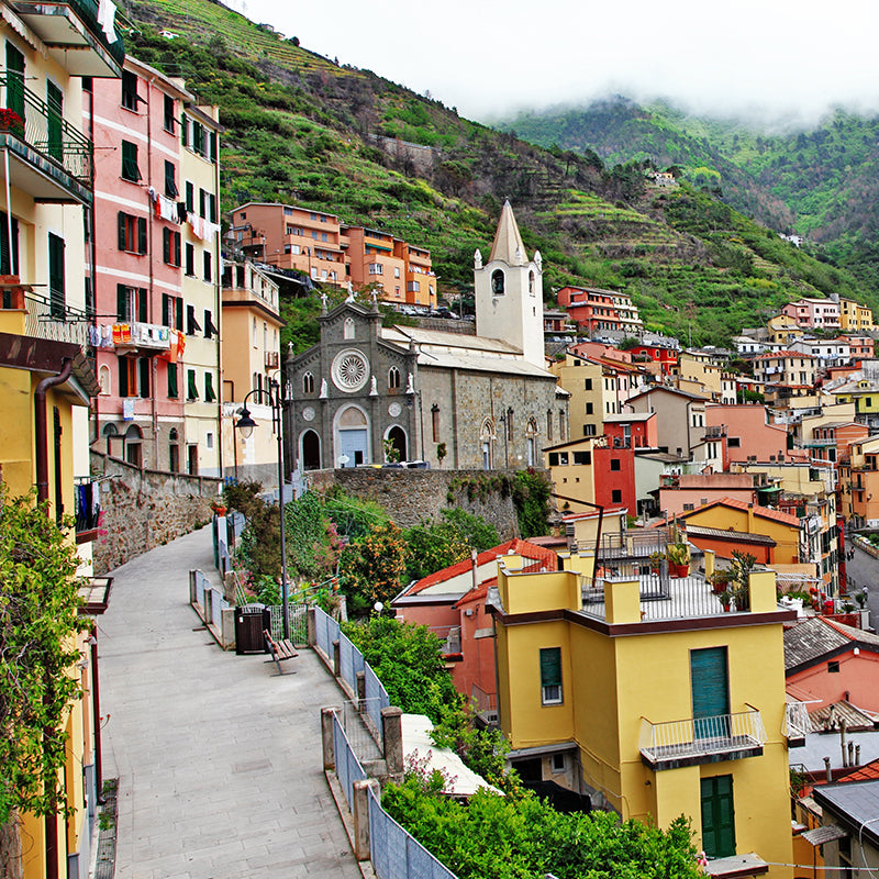 Mountain Town Building Mural Wallpaper Contemporary Non-Woven Material Wall Covering