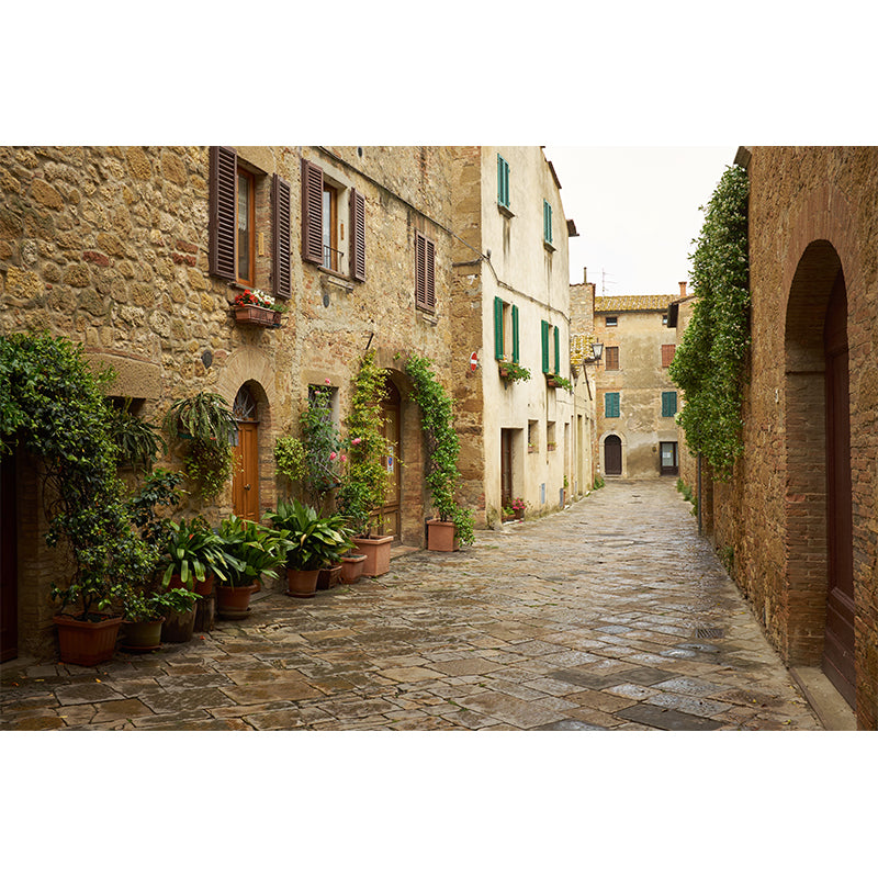 Photography Style Tranquil Town Mural Giant Wall Covering for Dining Room, Custom