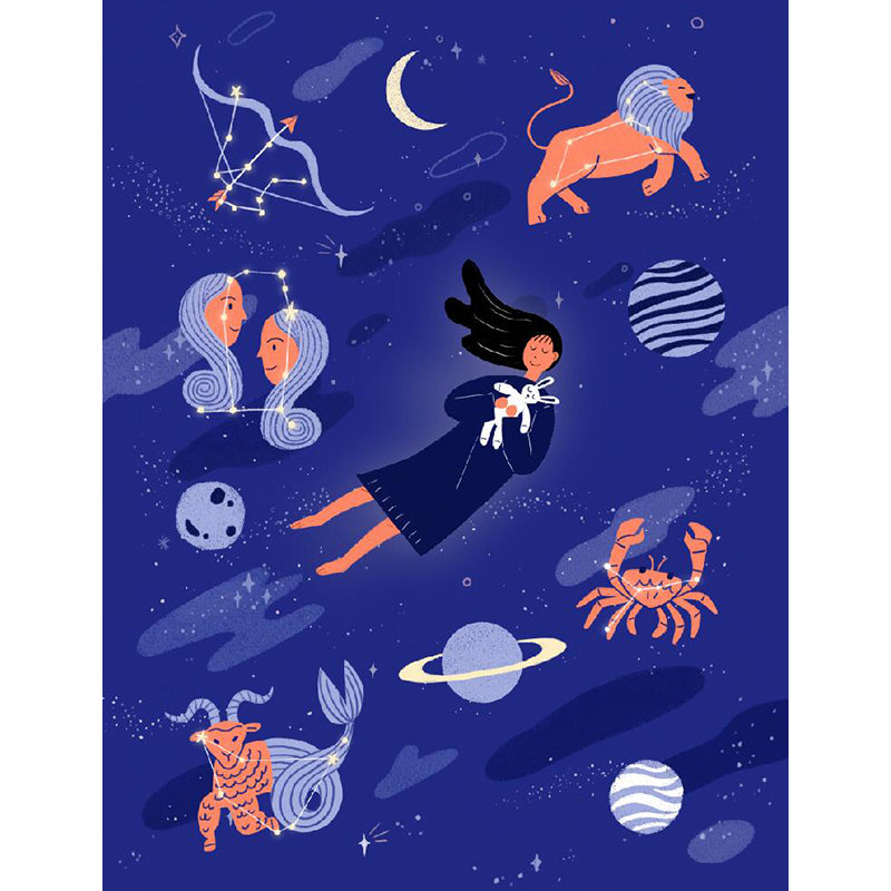 Modern Constellation Mural Non-Woven Stain Resistant Purple Wall Decor for Living Room