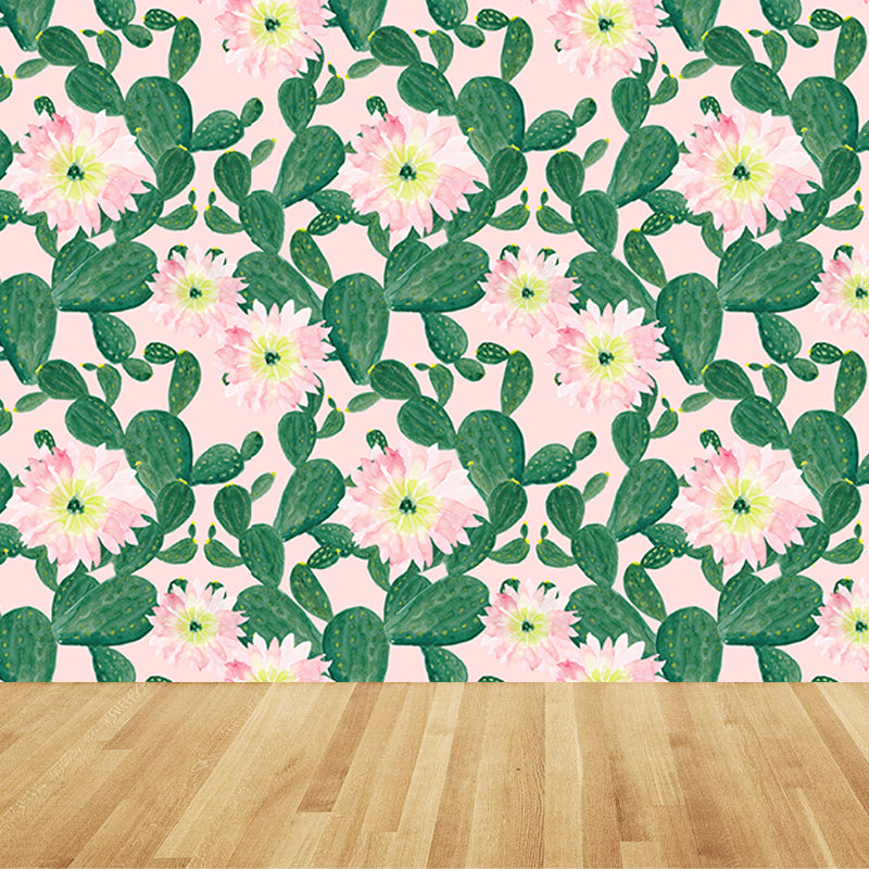 Whole Cactus Mural Wallpaper Moisture Resistant Tropical Living Room Wall Covering