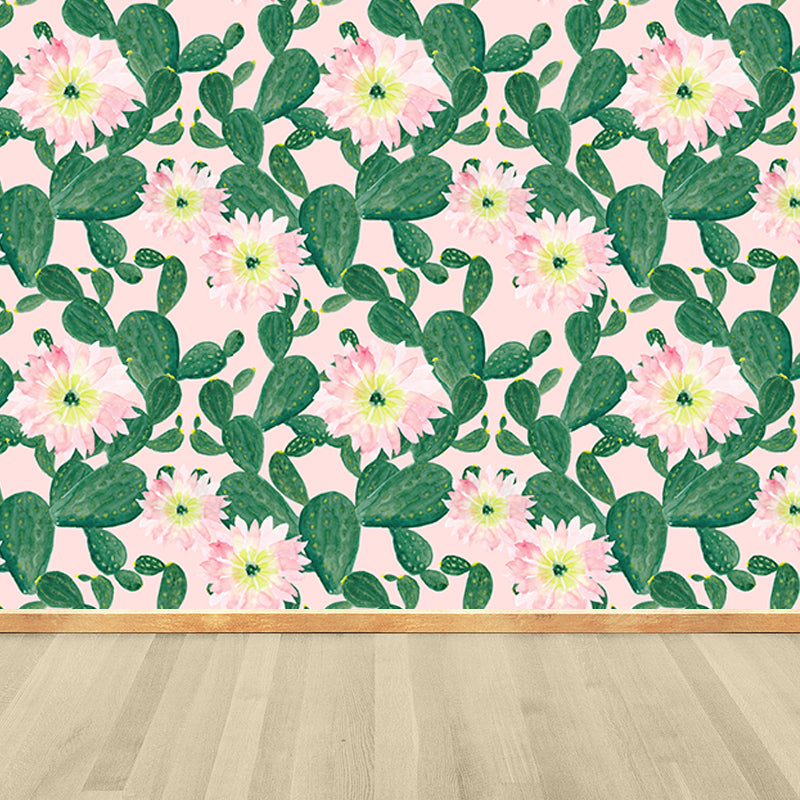 Whole Cactus Mural Wallpaper Moisture Resistant Tropical Living Room Wall Covering