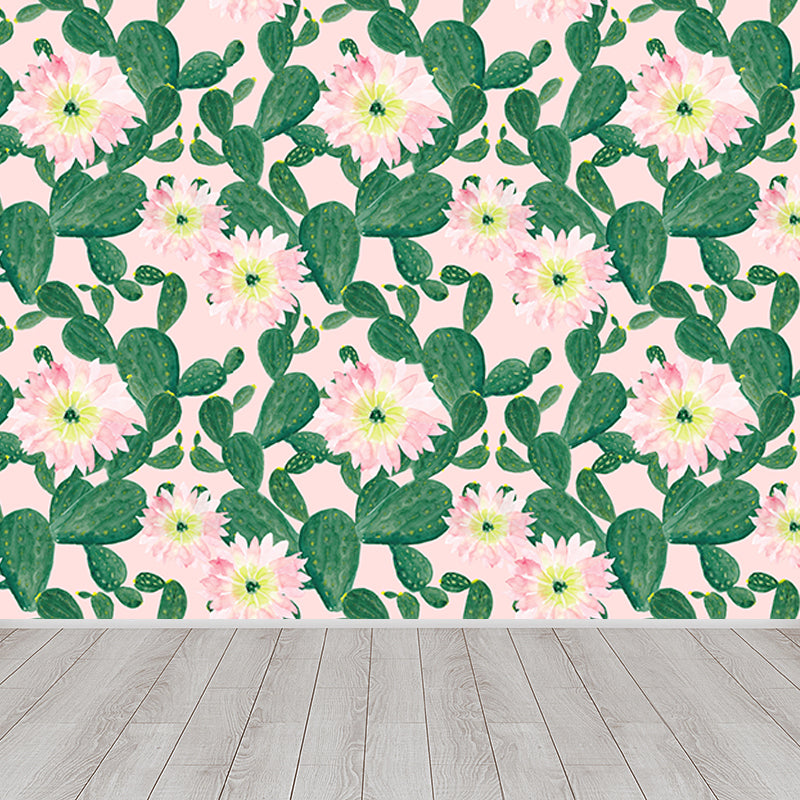 Whole Cactus Mural Wallpaper Moisture Resistant Tropical Living Room Wall Covering