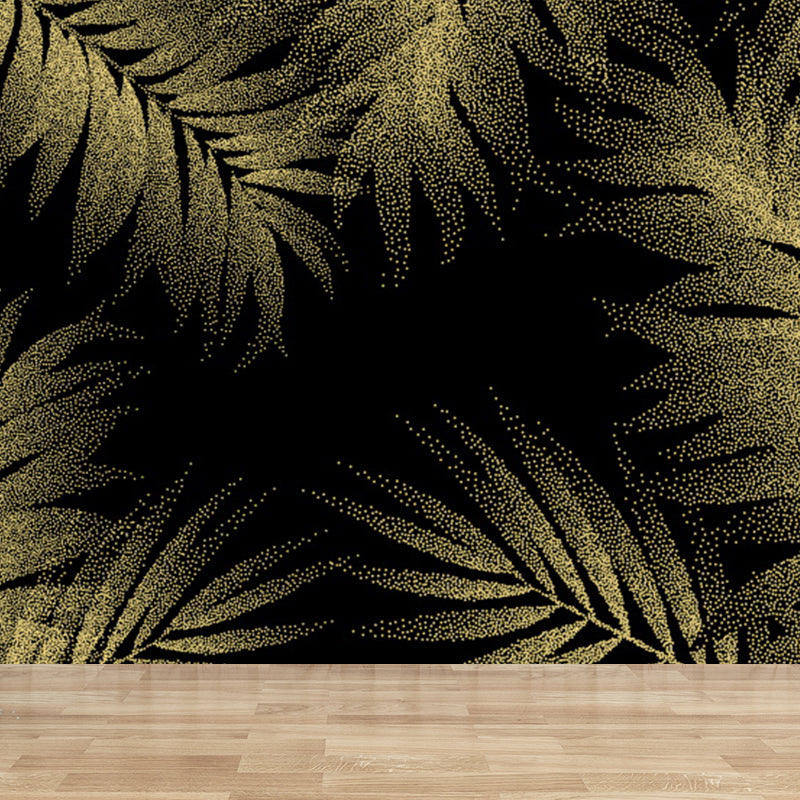 Gold Tropical Mural Wallpaper Giant Botanical Pattern Wall Decor for Living Room