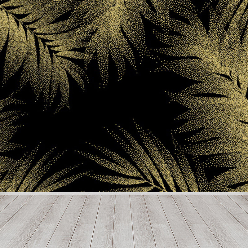 Gold Tropical Mural Wallpaper Giant Botanical Pattern Wall Decor for Living Room