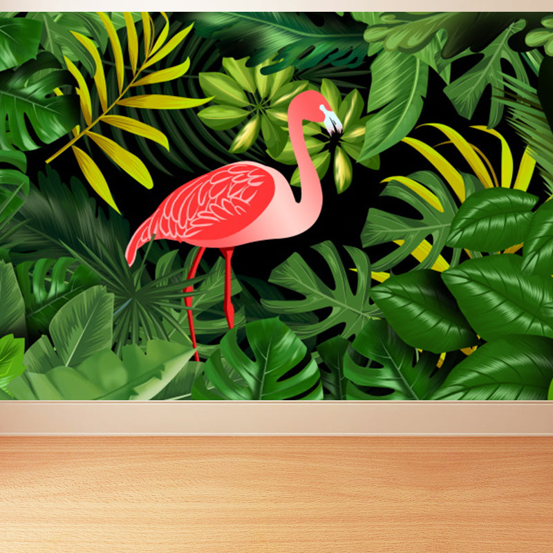 Extra Large Flamingo Mural Green Non-Woven Wall Art for Home Decor, Personalised