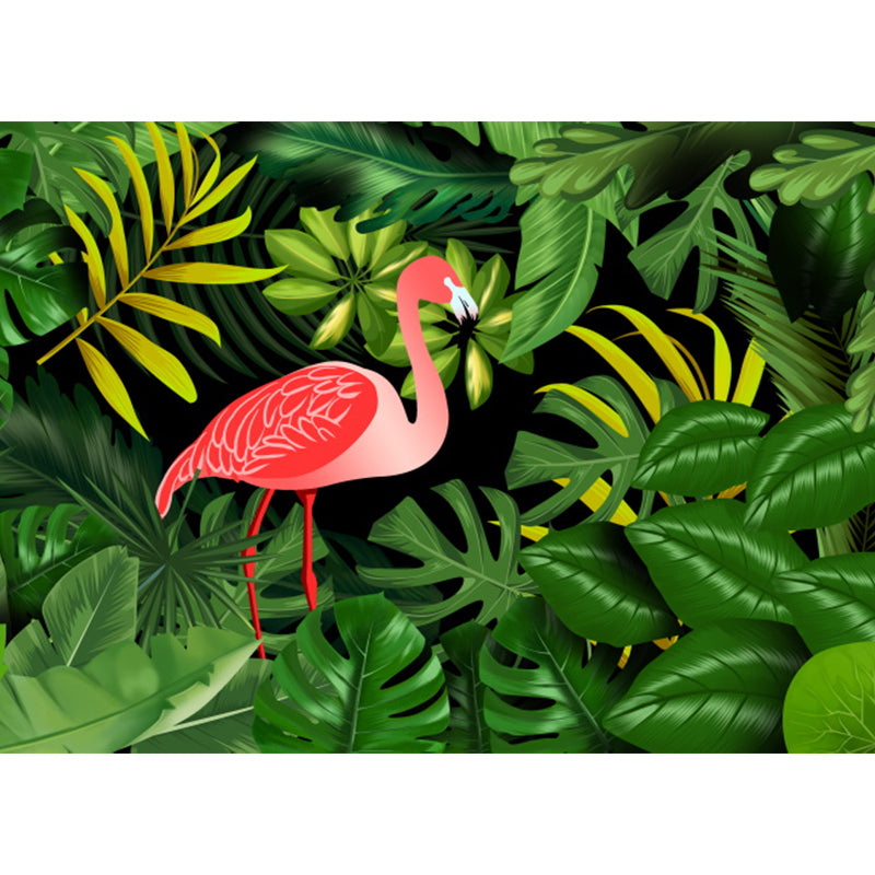 Extra Large Flamingo Mural Green Non-Woven Wall Art for Home Decor, Personalised