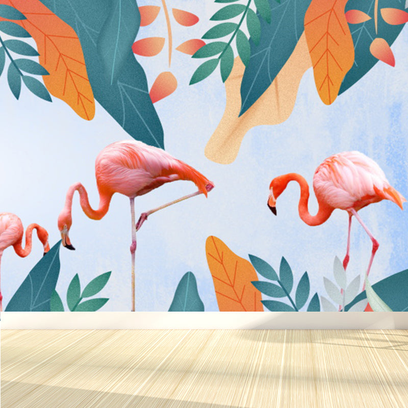 Standing Field Flamingo Mural Wallpaper Tropical Non-Woven Textured Wall Covering