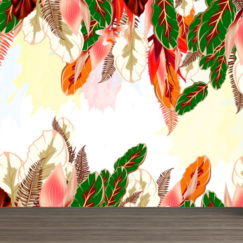 Botanical Wall Mural Tropical Decorative Dining Room Wall Covering, Custom Printed