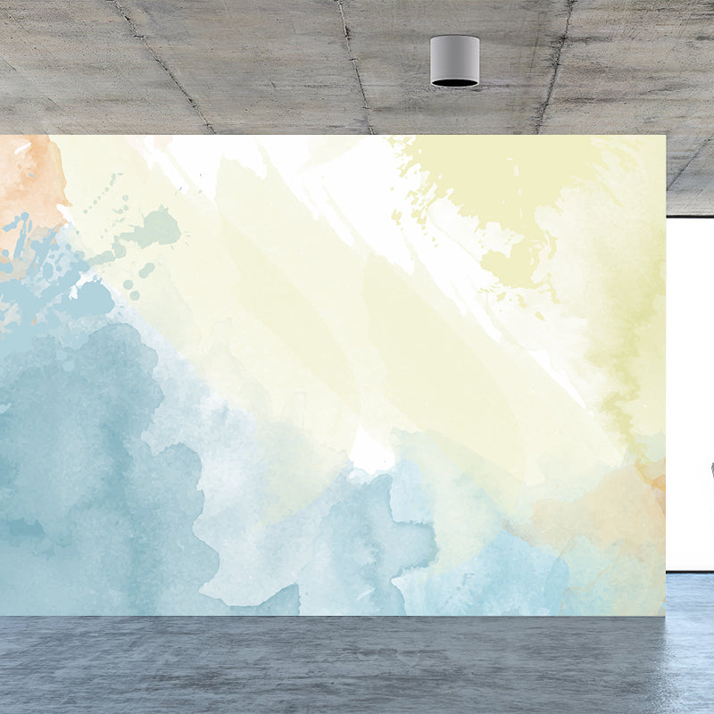 Modern Watercolor Mural Decal for Girls Bedroom Personalised Wall Art in Soft Color