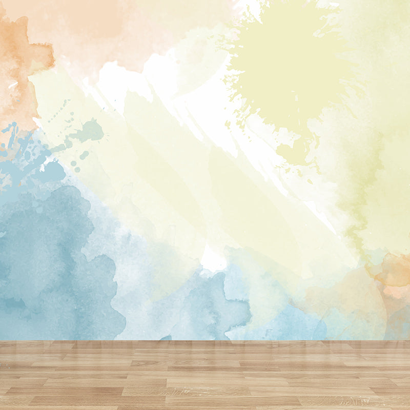 Modern Watercolor Mural Decal for Girls Bedroom Personalised Wall Art in Soft Color