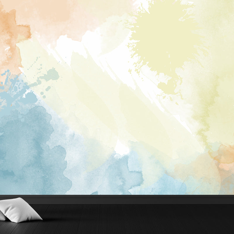 Modern Watercolor Mural Decal for Girls Bedroom Personalised Wall Art in Soft Color