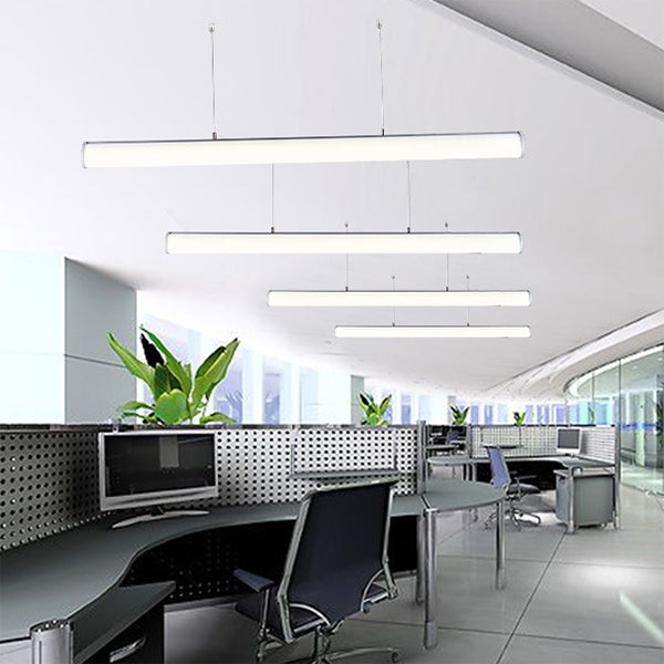 Silver Tube Suspension Lamp Modern Led Metal Hanging Ceiling Pendant Light in White/Warm/Natural Light