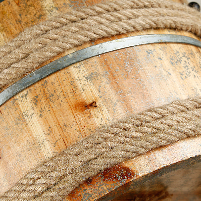 Chandeliers en forme de tambour lustres à cinq lumières en bois de style rétro en bois de couleur beige pour l'agritain