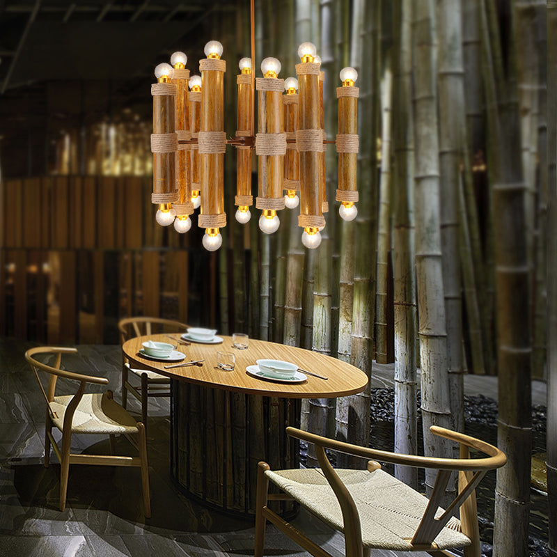 Les lampes suspendues à tube antique lustres en bambou multi-légers en laiton pour le salon