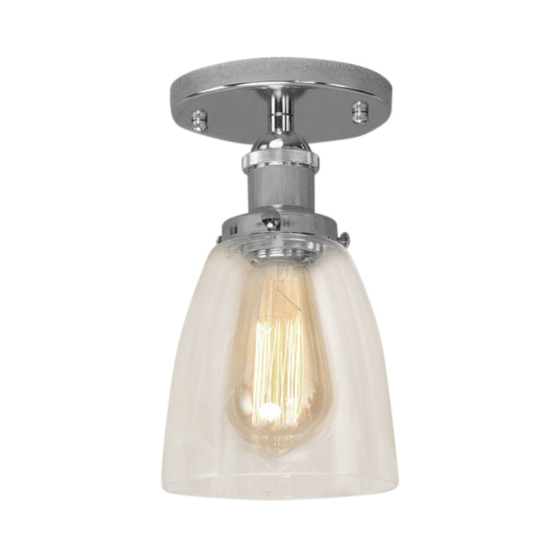 Luminaires de plafond à une ampoule, cône industriel en verre transparent, éclairage semi-encastré en argent/laiton/rouille