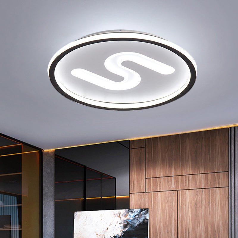 Round Flush Mount Light Modern Clear Glass 9 Lights Black/Gold Flushmount Lighting in Warm/White Light, 16"/19.5" W