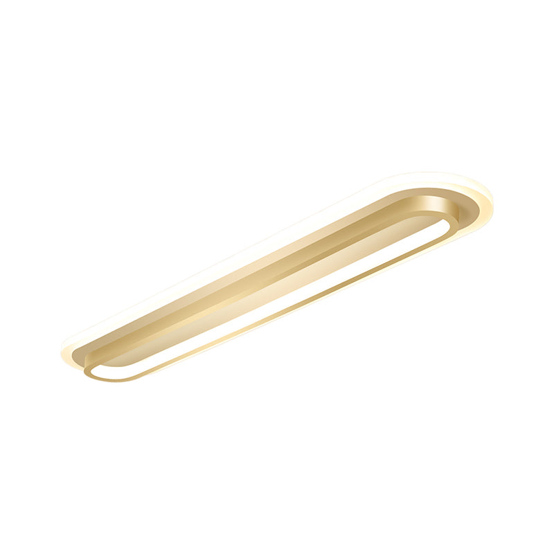 Nordic Rectangular Ceiling Light Fixture Metal LED Bedroom Flush Mount Lamp in Gold, 19"/23" Width (The customization will be 7 days)