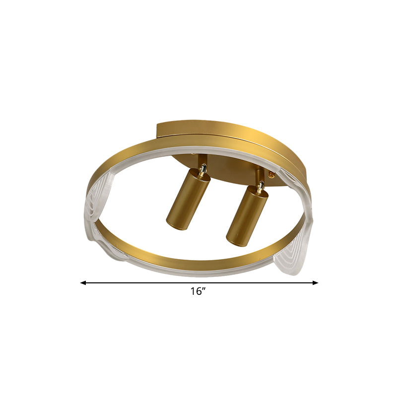 16"/19.5" W Circle Ceiling Fixture Simple Metal LED Restaurant Flush Mount Lighting in Gold, Warm/White Light