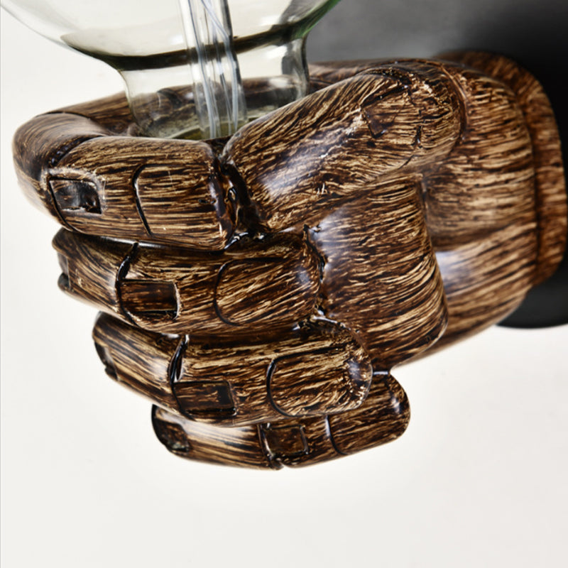 Lámpara de matrícula de mano marrón lámpara de pared retro de madera retro con bombilla para el pasillo