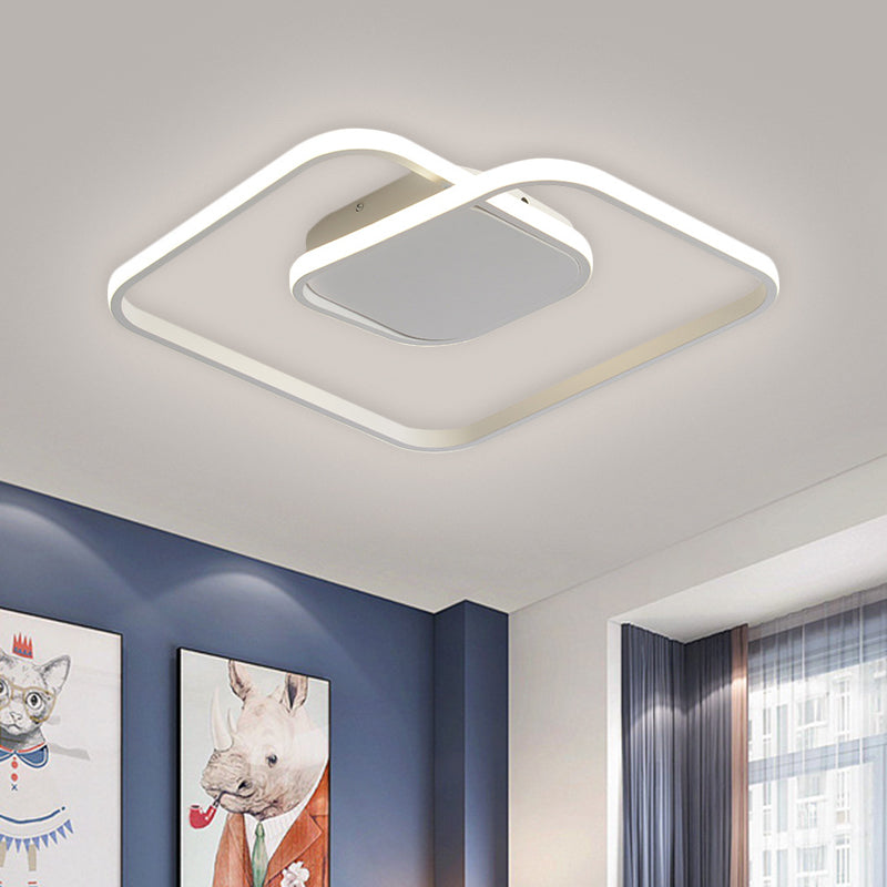 Cuadrado de Techo Metálico Cuadrado de Simplicidad de montaje LED Negro/Blanco/Iluminación de semivaciado de oro en caliente/White/3 Color Light